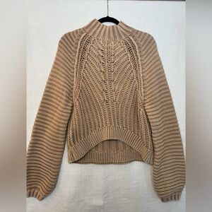Free People Sweetheart Chunky Knit Cropped Sweater in beige, size Small